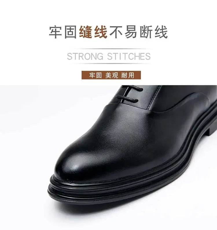 Business Formal Leather Shoes Men's Casual with Suit Low Top Solid Wedding Shoes Color Fashion Oxford Shoes Pointed Office - AIAZ