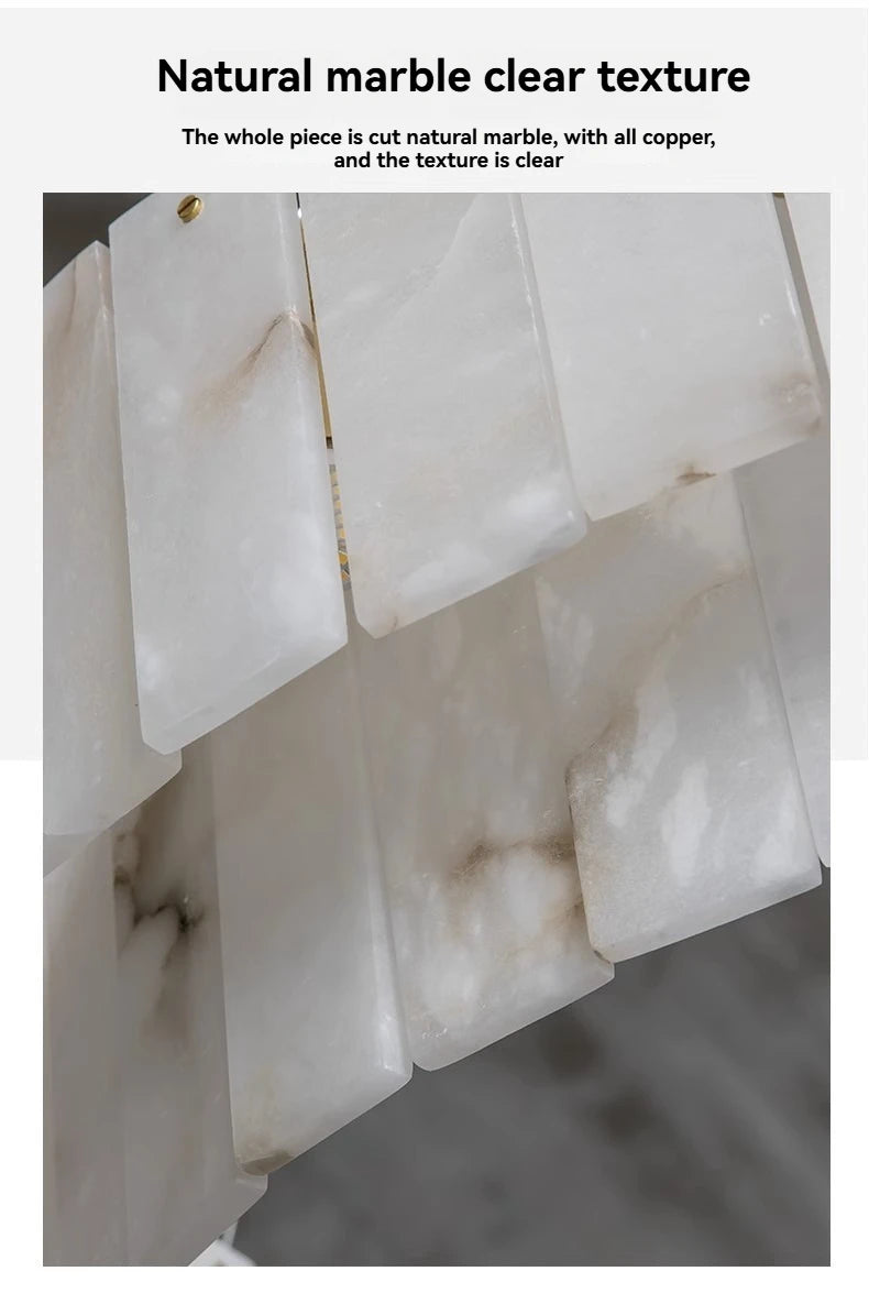 Natural Marble Brass Pendant Light Luxury Nordic Gold Chandelier for Living Room Dining Room Bedroom Bar Study Lighting Fixture
