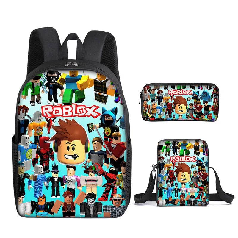 Game ROBLOX Student Backpack Korean Version Primary and Secondary School Backpacks Ins Fashion Trend Backpack Three Piece Set - AIAZ