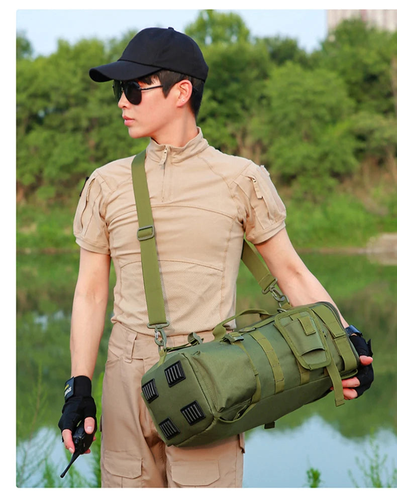 Tactical Fishing Backpack Tackle Bag with Rod Holders Fish Equipment Storage Molle Camping Hiking Outdoor Multifunctional Bag
