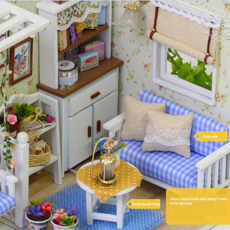 Kitten Mini Doll House 3D Puzzle Assembly Model Building Kit Creative Room Bedroom Decoration With Furniture Wooden Crafts Gifts - AIAZ