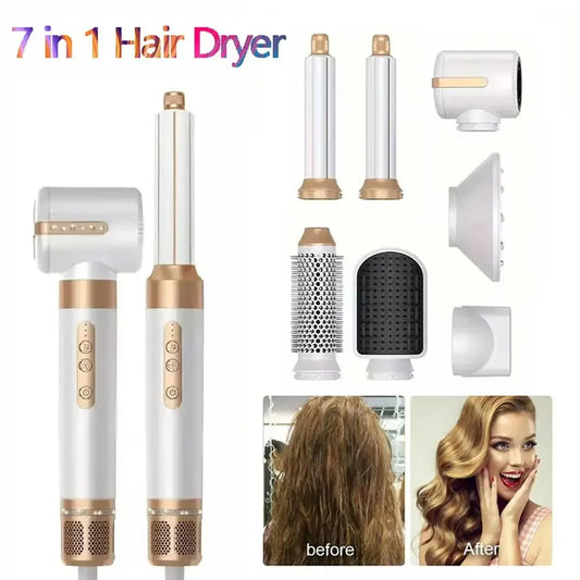 7 in 1 Hair dryer Professional Negative Ion curling Iron Hair Straightener Brushless Motor High Speed Hair Dryer Hot Comb Set