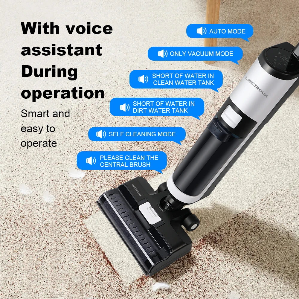 Liectroux i7Pro Cordless Vacuum Cleaner for Wet And Dry Cleaning, Smart Washing for Home Multi Surface Floor,14Kpa, Self-drying