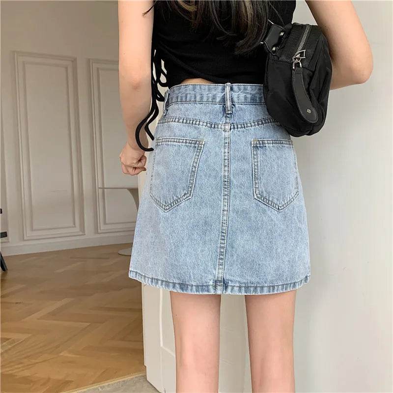 High Waist Denim Skirt Versatile Skirt Women's Clothing A-Line ort Skirt Slimming Wraparound Summer 202 plus Size - AIAZ