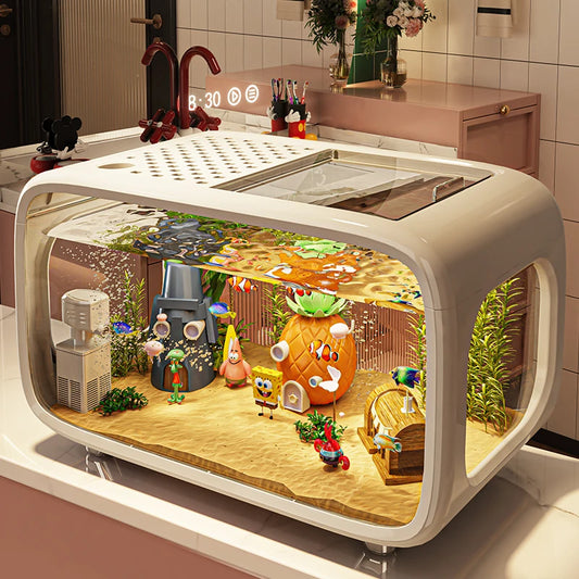 Creative Aquarium Fish Tank Ecological Landscape Set Integrated Filtration Oxygen Generation Machine Transparent Turtle Tank