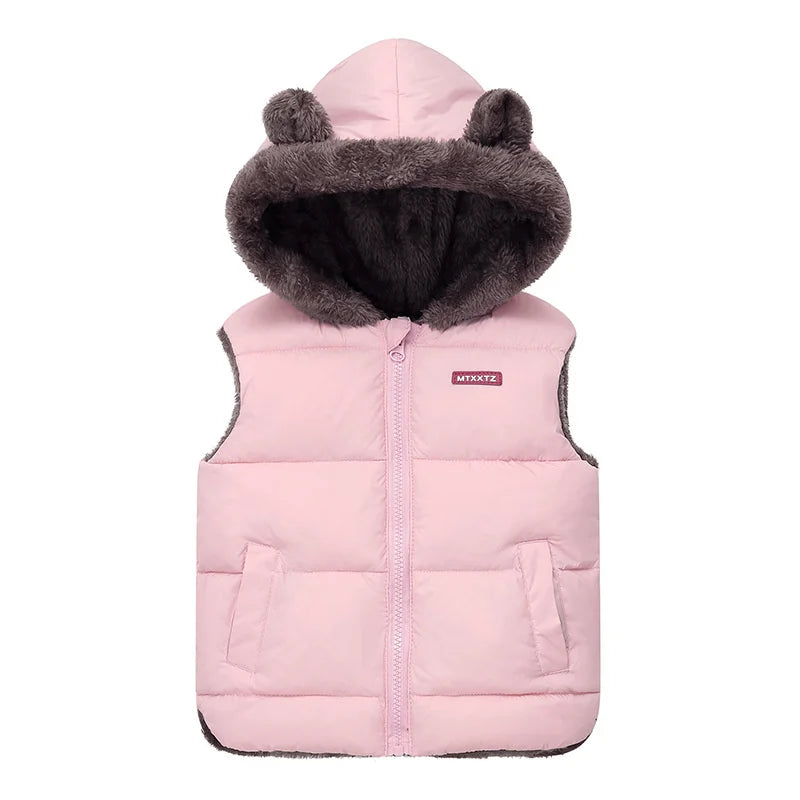 New Hooded Down Vest Coats Autumn Spring Baby Thick Warm Waistcoat Kids Outerwear Children Clothing Boys Girls Jackets Vest 2-6Y