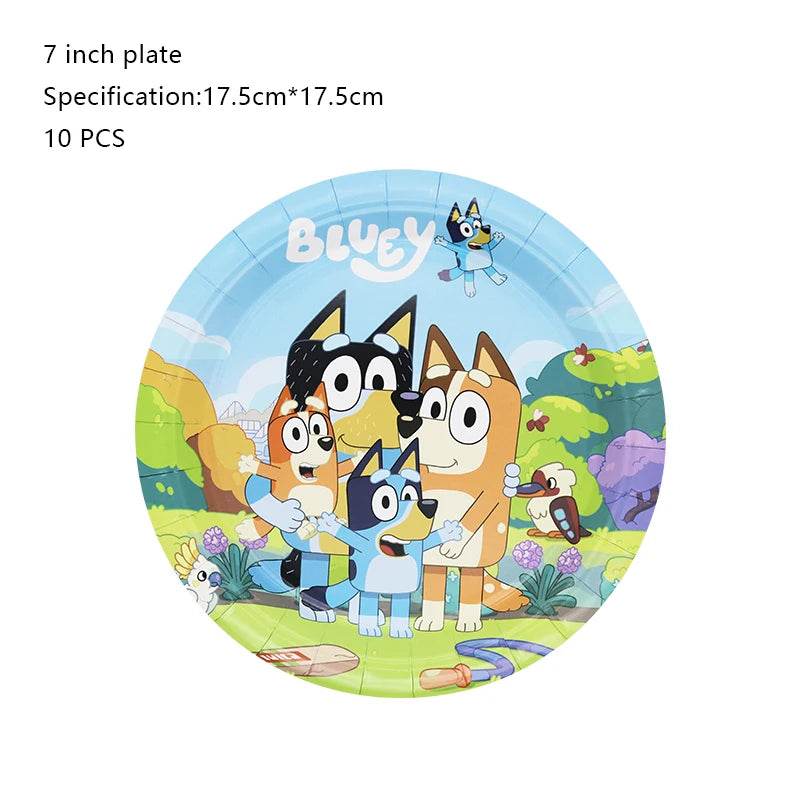 New Bluey Birthday Party Decoration Latex Balloons Bingo Aluminum Film Balloon Disposable Tableware Kids Event Supplies Backdrop - AIAZ