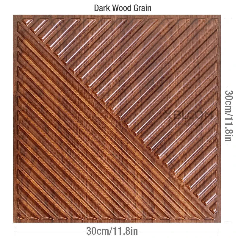 12 Pcs 30cm 3D wall sticker decorative ceiling living room Wood grain wallpaper waterproof 3D Wall panel bathroom kitchen Hotel
