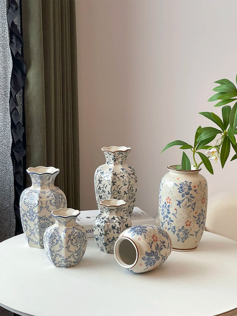 Cerc Flower Vase Decoration Jingdezhen Blue And White Porcelain Living Room Floral Arrangement Desktop Flower Ho...