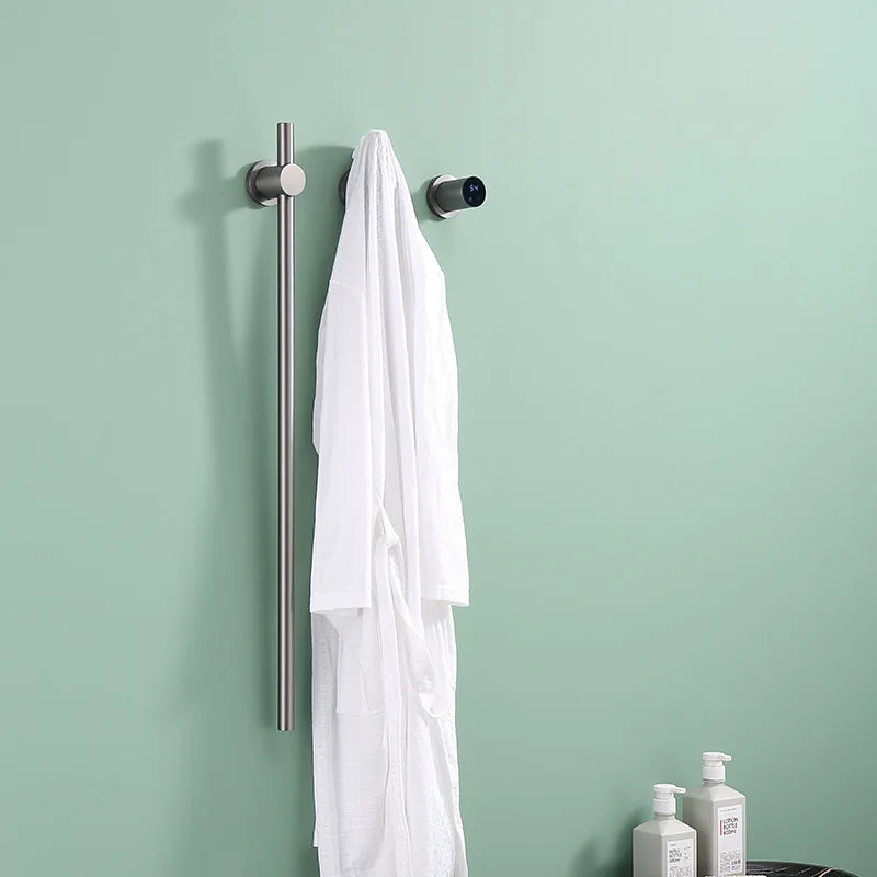 Smart Hidden Carbon Fiber Vertical Electric Heated Towel Rack Black Bathroom Bath Gray Dryer Rail Warmer Wifi Touch Control
