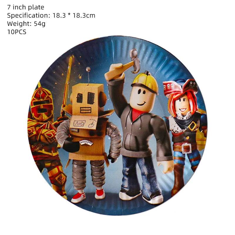 Hot Roblox Birthday Party Decor Game Balloons Disposable Tableware Backdrop For Kids Boy Party Supplies Baby Shower Toy Gifts - AIAZ