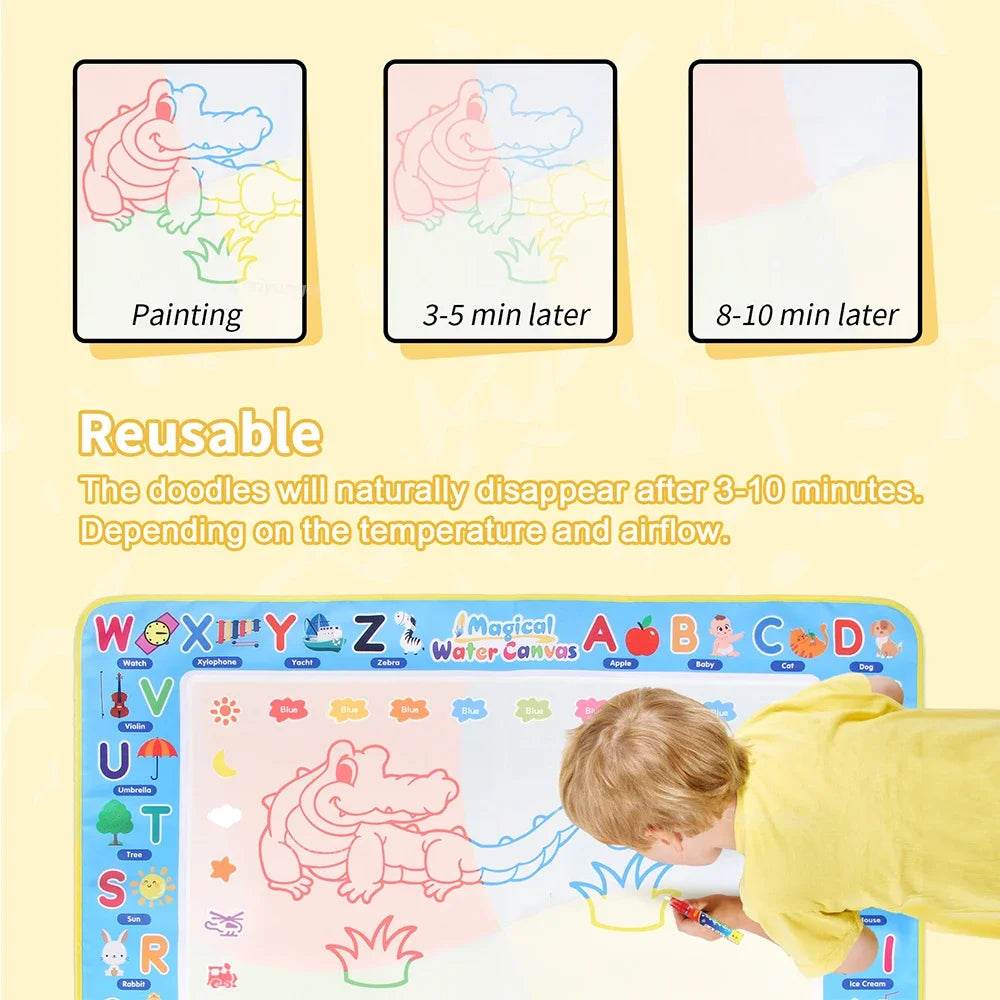 100x80CM Magic Water Drawing Mat with Reusable Magic Pens Doodle Montessori Painting Board Educational Toys Kids Gifts 39X31in - AIAZ