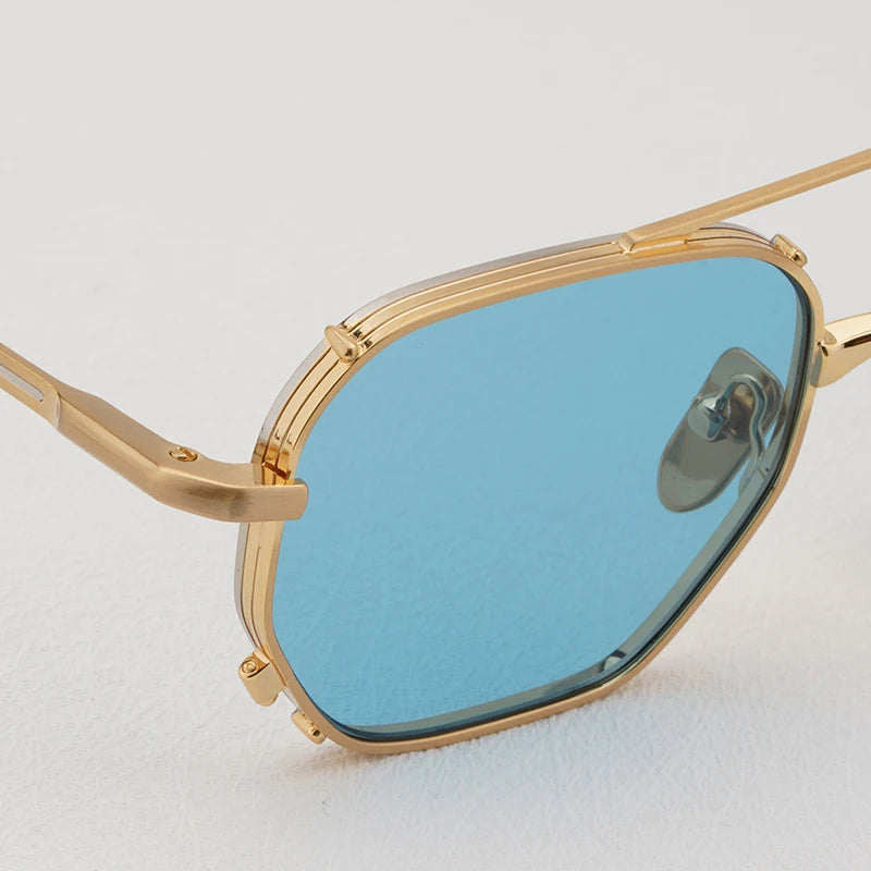 MARBOT Sunglasses Double Bridge Design Handmade Quality Alloy Rectangular Designer Brand Classic Alloy Glasses Outdoor UV400