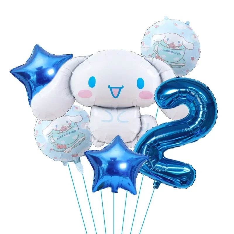 6pcs Cartoon Sanrio Cute Kuromi My Melody Cinnamoroll Foil Balloon 32 inch Number Set Children's Birthday Party Decorative Toys - AIAZ