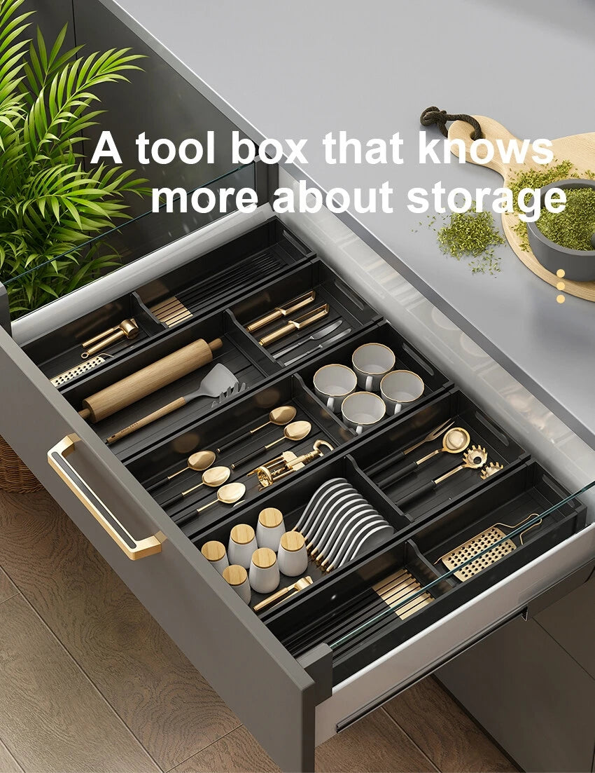 Adjustable Kitchen Dish Rack, Under Cabinet Drawer, Spoon, Chopsticks Storage Holder, Retractable Countertop, Sink Drying Shelf