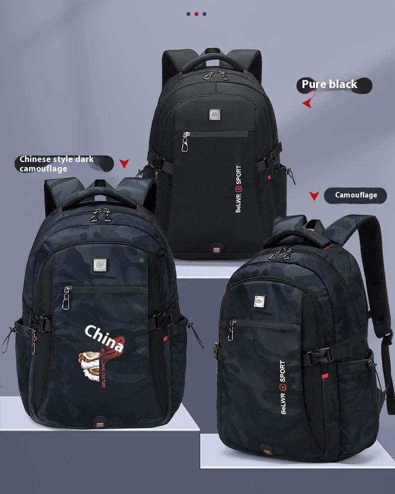 Backpack Primary School Middle School Students High School Bags Large Capacity Ultra-light Load Reduction Outdoor Travel Busines - AIAZ