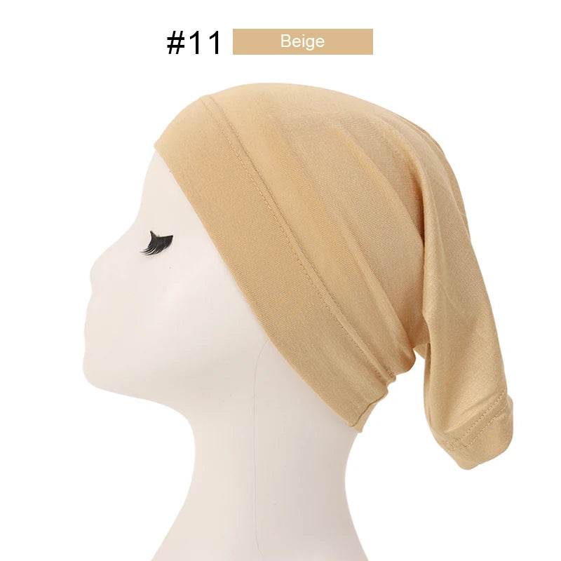 Fashion Muslim Hijab Caps Solid Underscarf Women Veil Modal Cotton Hijab Muslim Scarf Turbans Head Women's Hijabs Hat Islamic - AIAZ