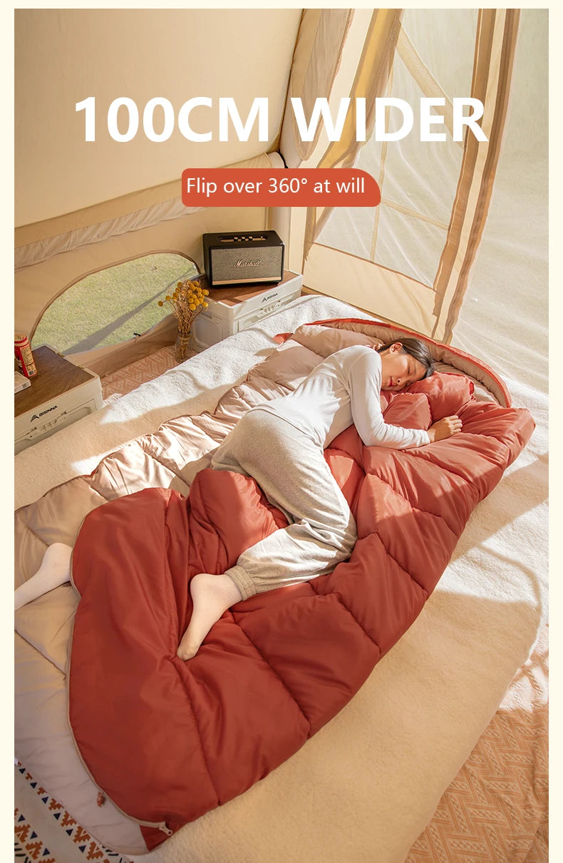 BISINNA Large Camping Sleeping Bag Lightweight 3 Season Loose Widen Bag Long Size for Adult Rest Hiking Fishing