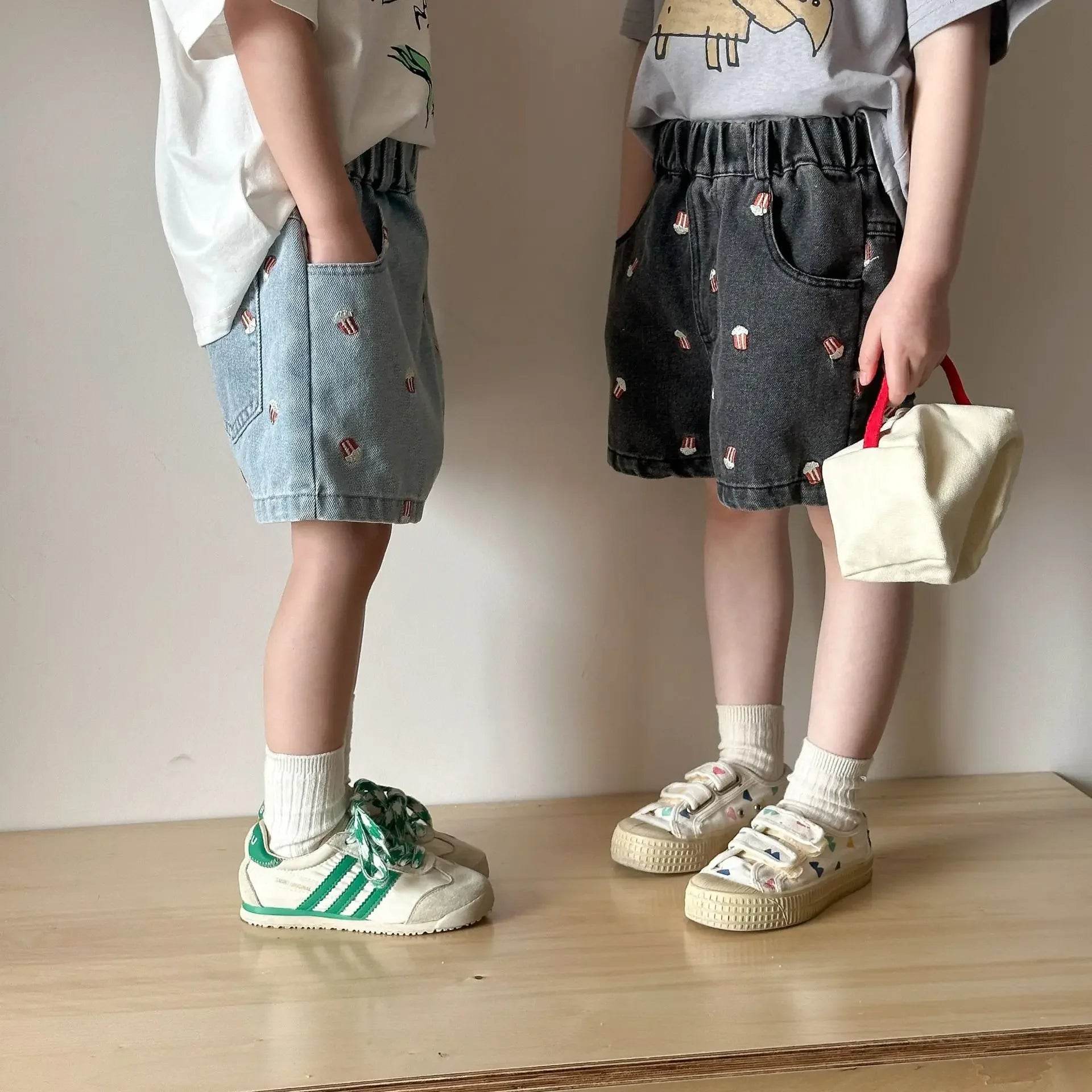 Fashion Cartoob Print Denim Kids Shorts Girls Pants Summer 2025 New Boys Summer Clothes Baby Loose Casual Pants - AIAZ