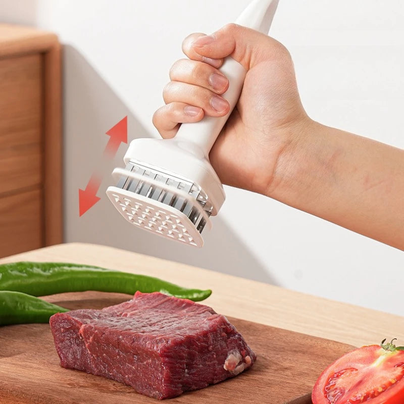 Stainless Steel Needle Point Meat Tenderizer Needle Automatic Rebound Square Bottom Meat Softener 24 Steel Needles Rustproof