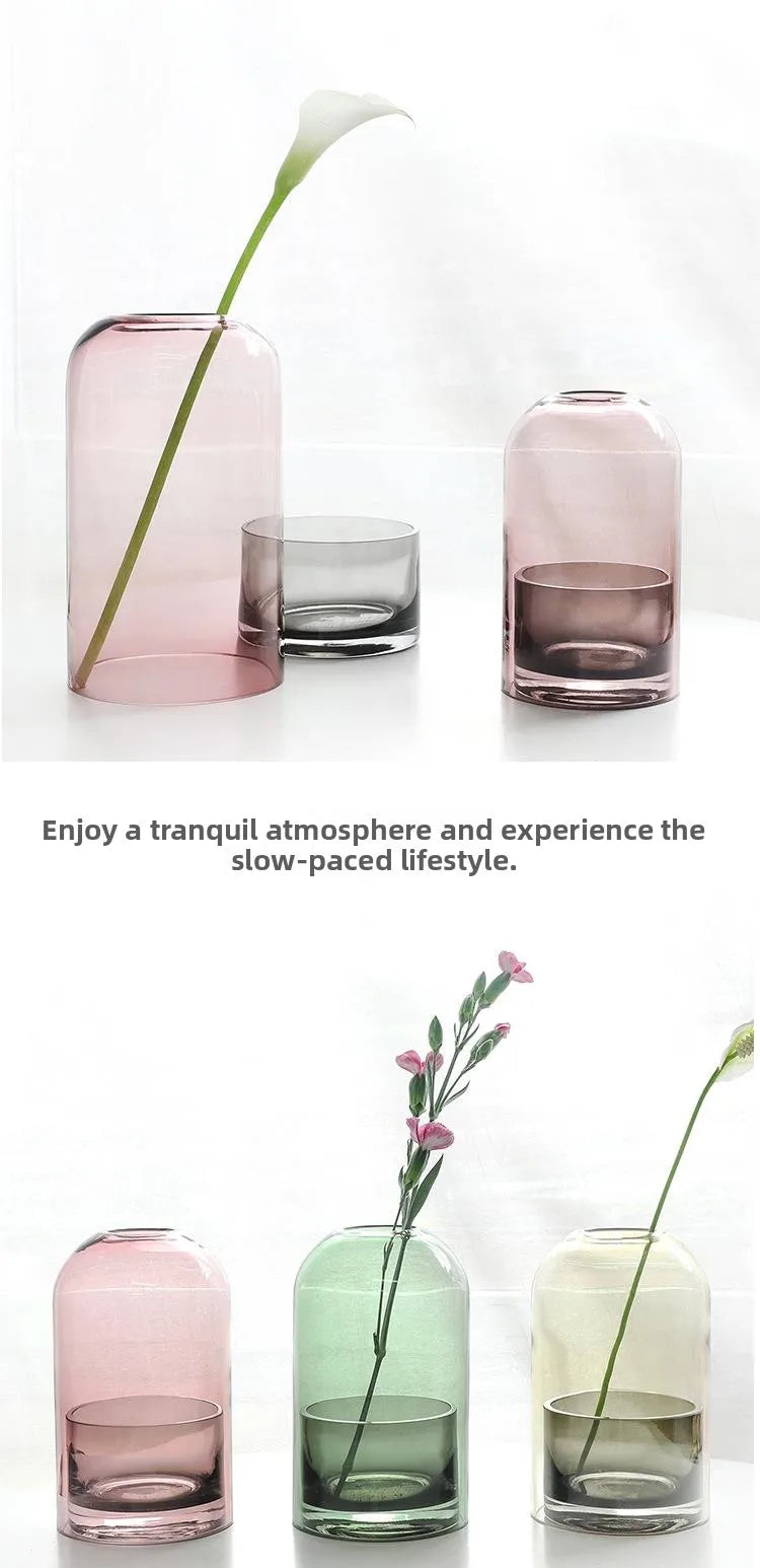 Nordic Sle Simple Design Glass Candlesti Transparent Glass Vase Artistic Flower Arrangement Home Decorations Center Piece