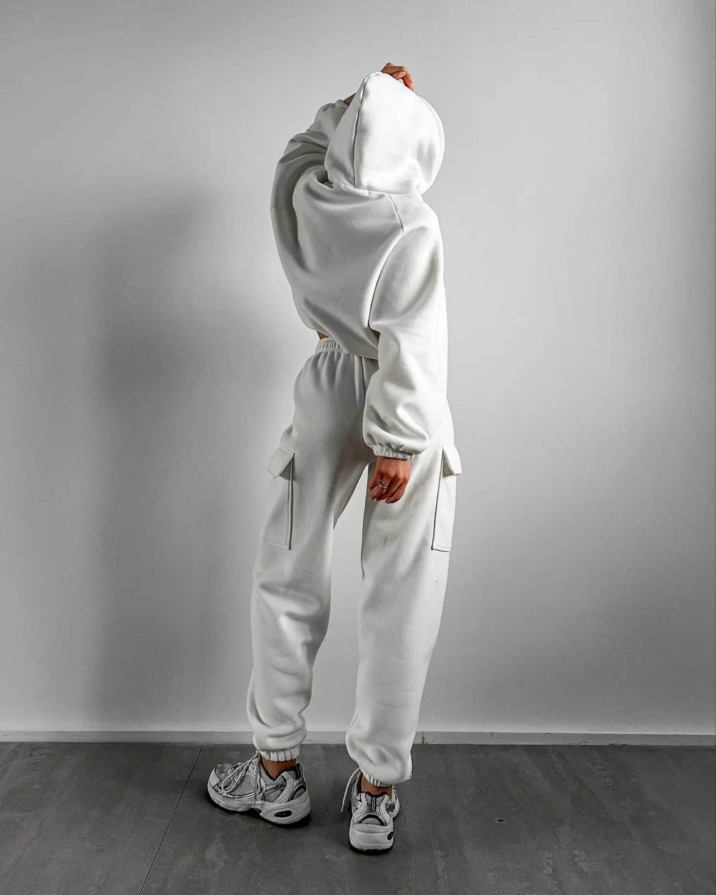 Hoodies Suit Winter Autumn Solid Casual Tracksuit Women Fleece 2 Pieces Set Sports Sweatshirts Pullover Jogger Sweatpants Outfit - AIAZ