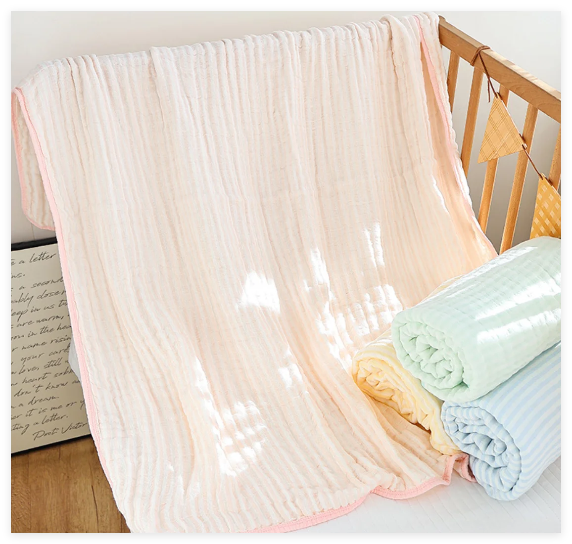 Muslin Swaddle Blankets Newborn 6 Layers Cotton Bamboo Soft Baby Blanket Receiving Blanket For Boys Girl Toddler Baby Bath Towel
