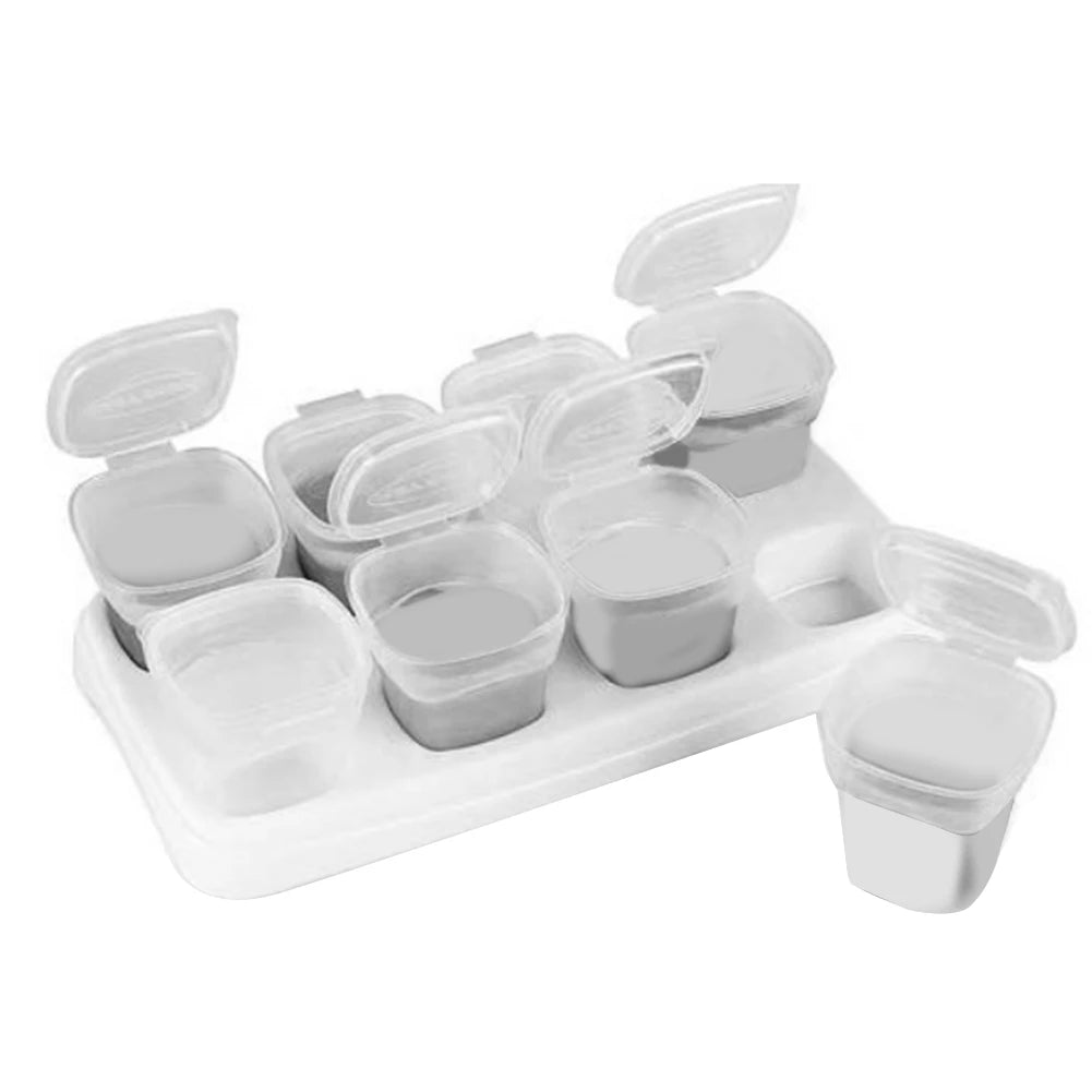 A63T-Baby Food Jars,Baby Food Storage, Baby Food Containers, Sprout Cups Reusable Stackable Storage Cups With Tray (9 PCS)