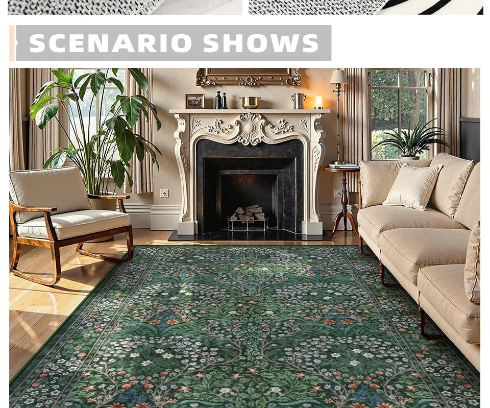 Pink Living Room Carpet Large Machine Washable Carpets Bedroom Bedside Floor Mat Home Decoration Bohemian Flower Non-Slip Rug 카펫