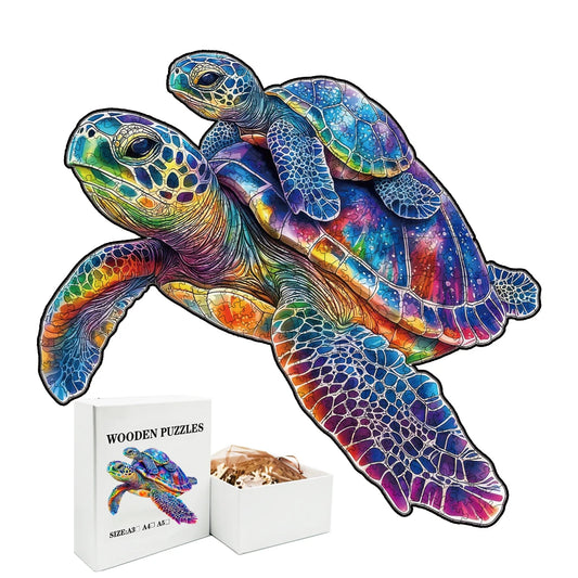 Wooden Jigsaw Puzzle DIY Crafts Educational Toy for Adults Kids Parent Child Turtle Family Game 2025 Fidget Toys