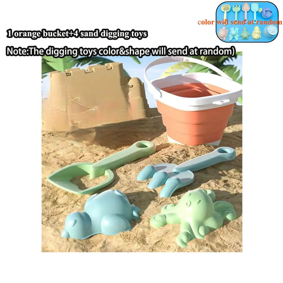 11/5/1 PCS Beach Sand Play Water Set Folding Bucket Summer Toys for Children Kids Outdoor Game Sandbox Accessories Color Random - AIAZ