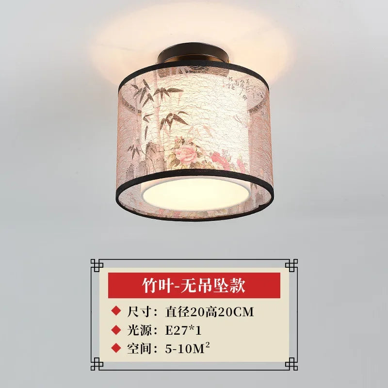 New Chinese Chandelier Lustre Ceiling Lamp Simple Corridor Chinese Painting Ceiling Lights Creative Suspendu Lotus Led Lighting