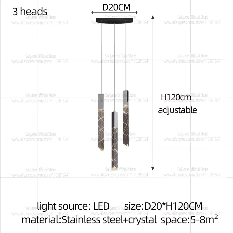 Modern LED Living Room Pendant Light Staircase Pendent Lamp Doublelayer Attic Spiral Long Ceiling Lamp Villa Crystal Chandelier