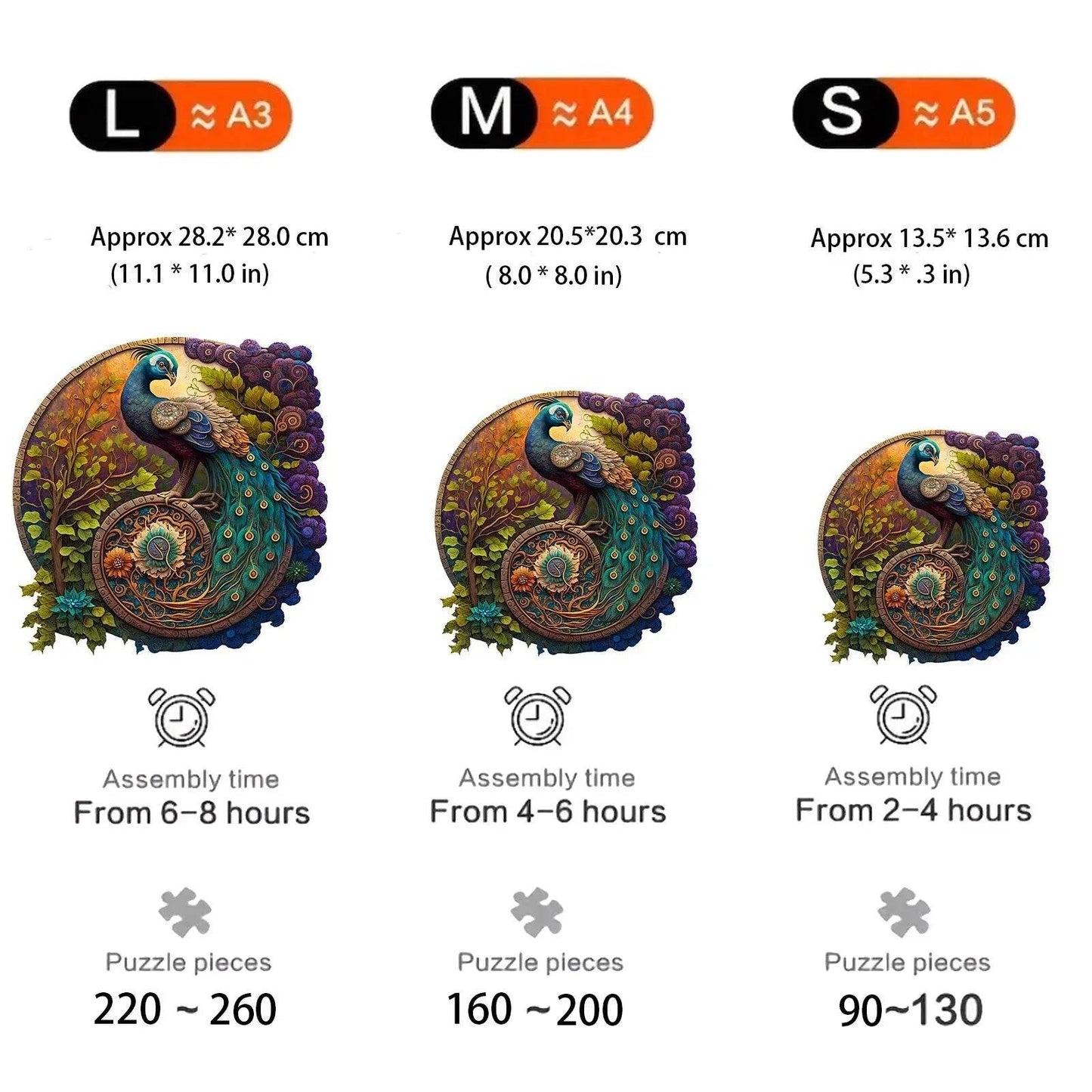 Round Peacock Wooden Jigsaw Puzzle Irregular Animal Shaped Wooden Puzzle Adult Puzzle Toys Festival Gift For Friends and Family - AIAZ