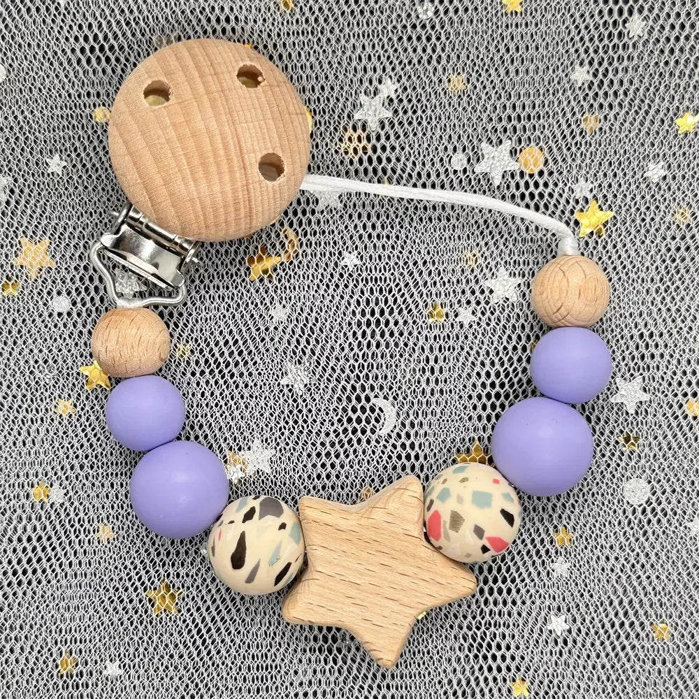 Custom Personalized Name Baby Pacifier Clip Bear Pacifier Chain Holder for Baby Teething Soother Chew Toy Food Grade Dummy Clips