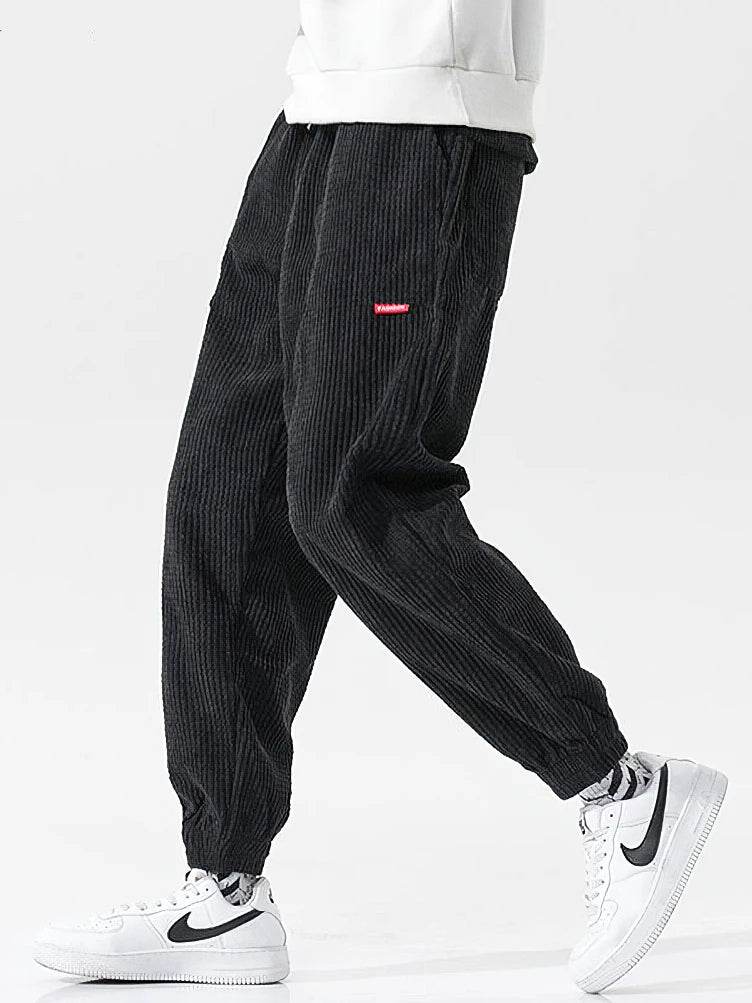 Baggy Corduroy Jogger Pants Men Tech Fleece Sweatpants Man Autumn Winter Casual Harem Pants Male Sport Thermal Trousers - AIAZ