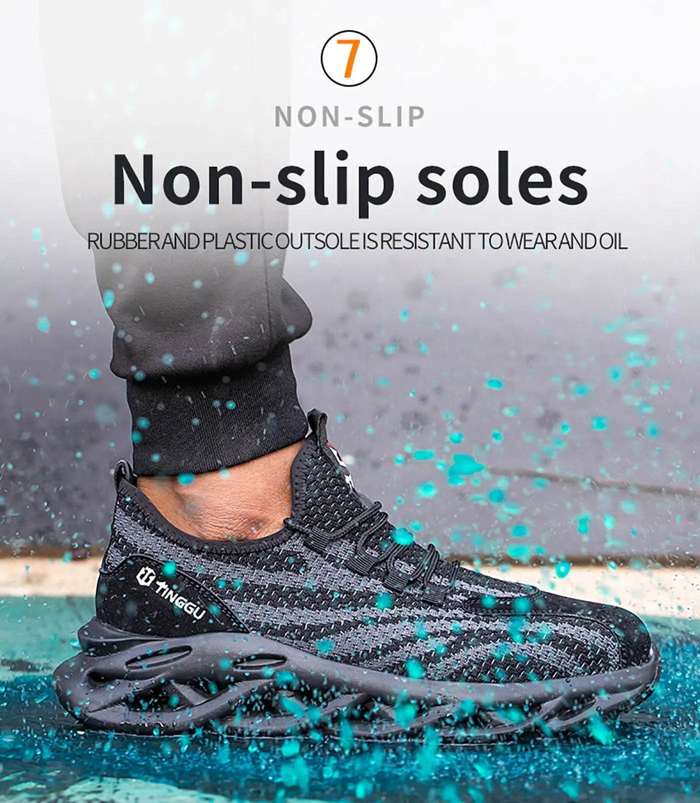 Men's safety shoes are anti impact, anti puncture, soft, comfortable, breathable, anti slip, and wear-resistant work shoes - AIAZ