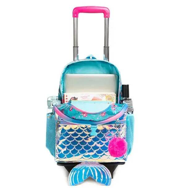 School Wheeled backpack Bag School bag with wheels Trolley Satchel bag Kids School Rolling backpack for girls School Trolley Bag - AIAZ