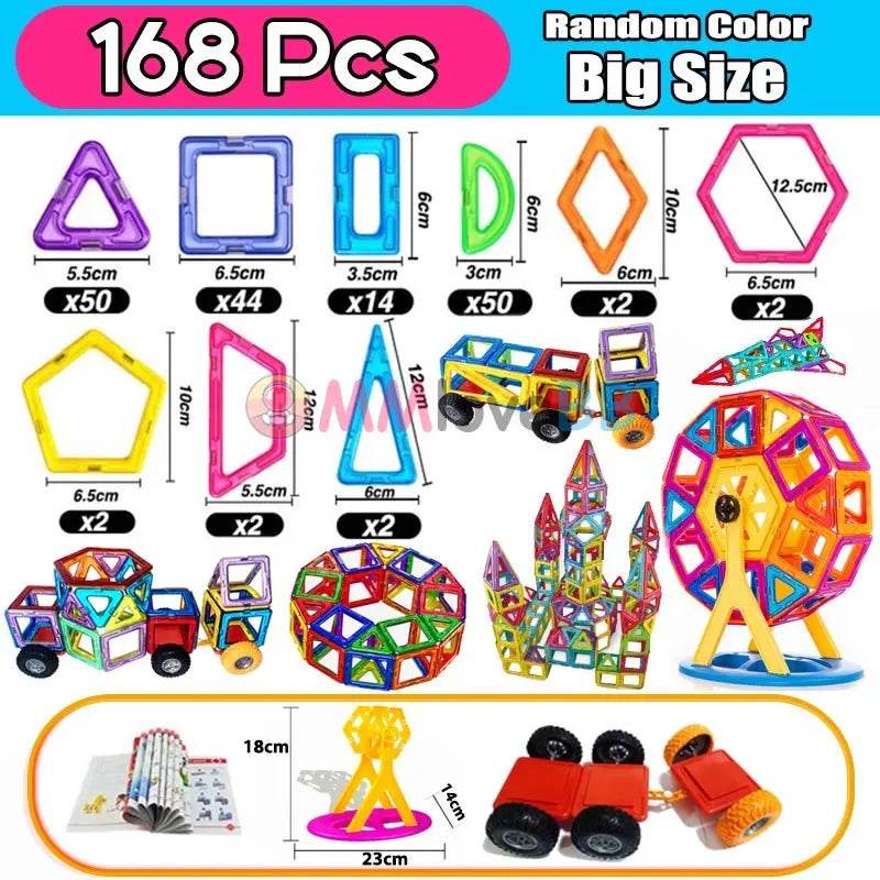 Magnets Toys for Kids Big Size Plus Magnetic Blocks for Children Designer Constructor Set Toys for Boys Building Blocks - AIAZ