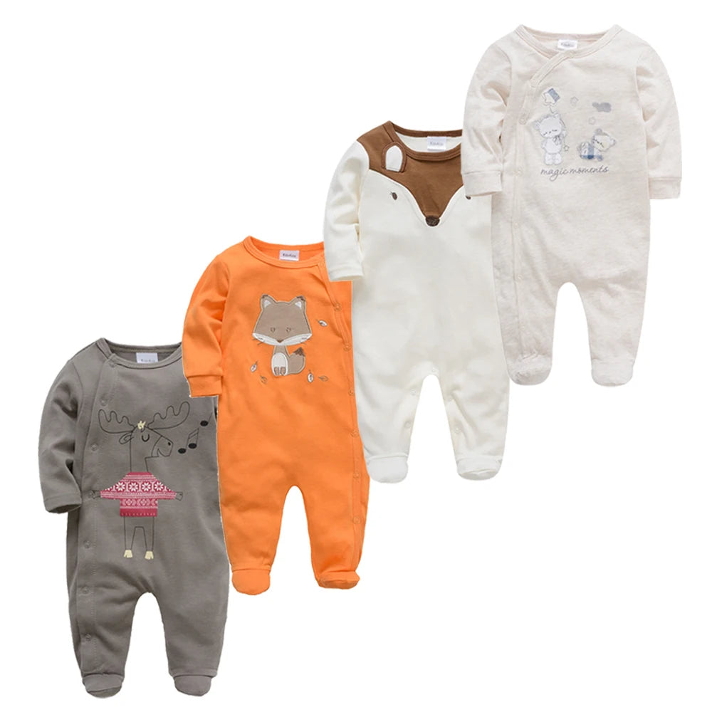 3/4 Pcs a lot Kavkas Baby Boy Rompers Newborn Cotton Girls Clothes Long Sleeve Summer Soft Jumpsuit O-neck 0-12m Onesie Clothing