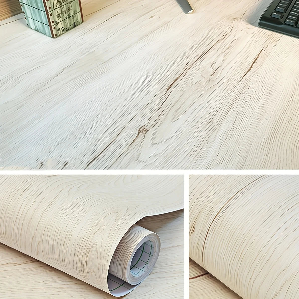 Wood Grain PVC Wallpaper for Door, Wardrobe, Cupboard, Table, Furniture, Waterproof, Self Adhesive Stickers, Home Decor Film