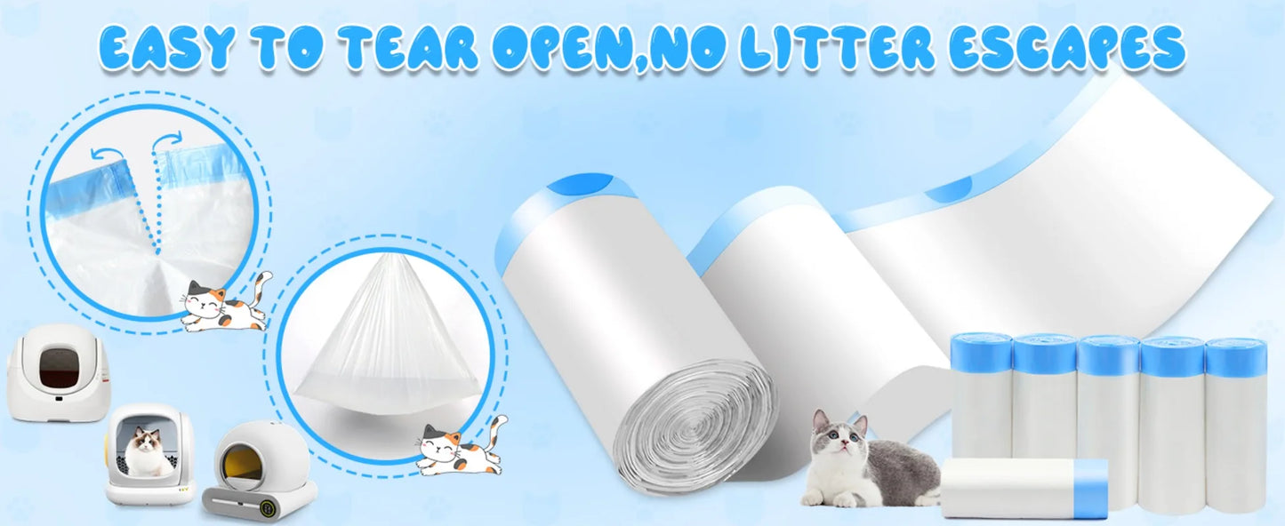 Heavy Duty Cat Litter Box Liners for TONEPIE Self-cleaning Box - a Perfect Fit Preventing Mess and Odors Garbage Bag Poop Bags