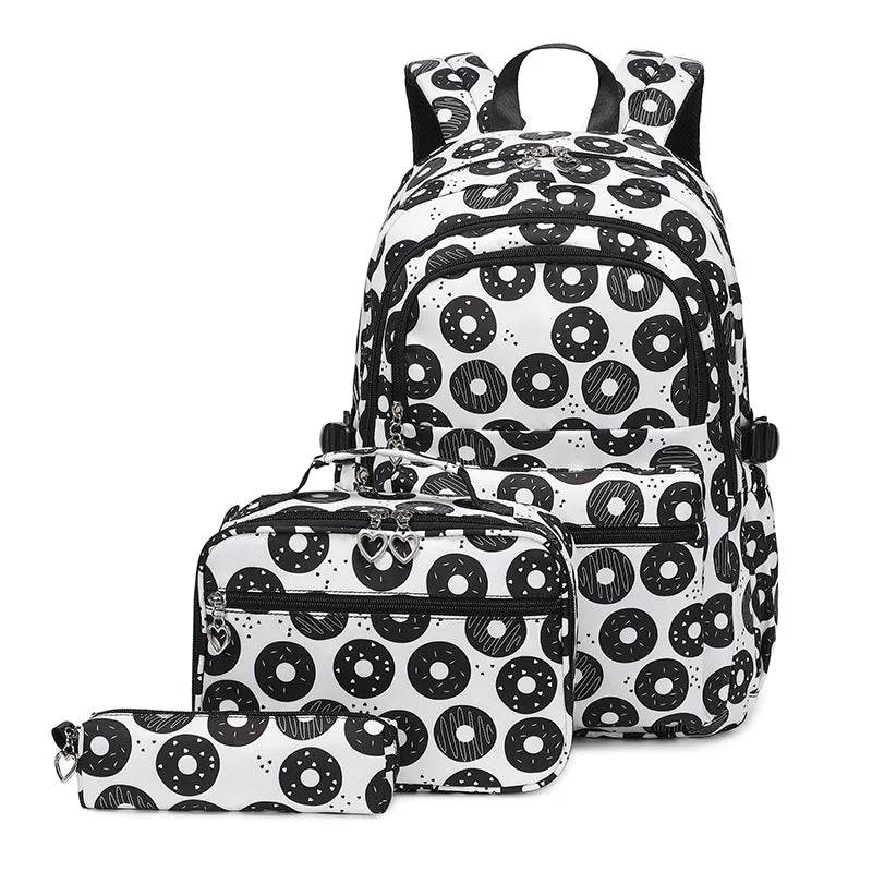 2025 New 3 Pcs Sets Student Schoolbag Girls Fashion Leisure Large Capacity Backpack Junior High School Shoulders Backpack - AIAZ