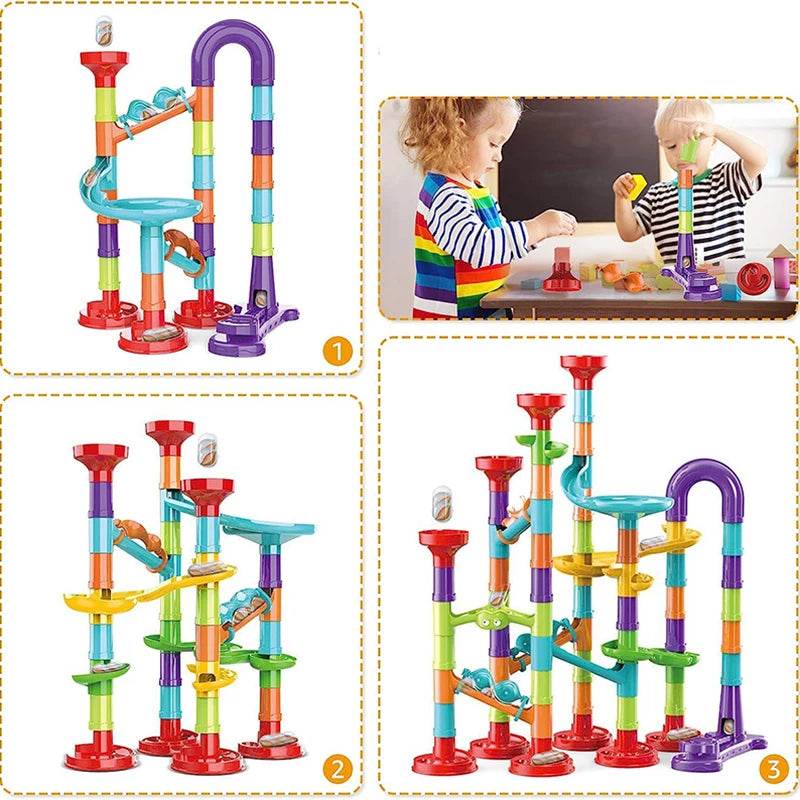 Marbles Run Catapult Track Building Blocks Slide Beads Educational Toys Children Gift Race Balls Toy Marble Track Race Set - AIAZ