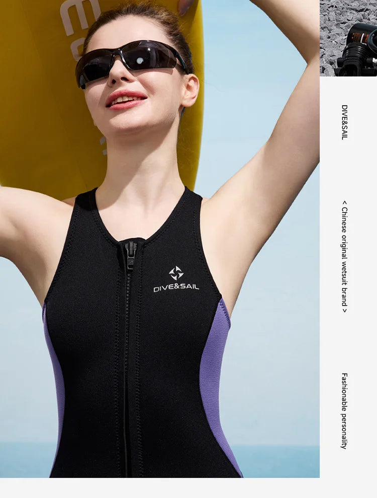 2MM Diving Pants Sunscreen Cold Proof Warm Men Women Neoprene Diving Vest Sleeveless Wetsuit Top Surfing Snorkeling
