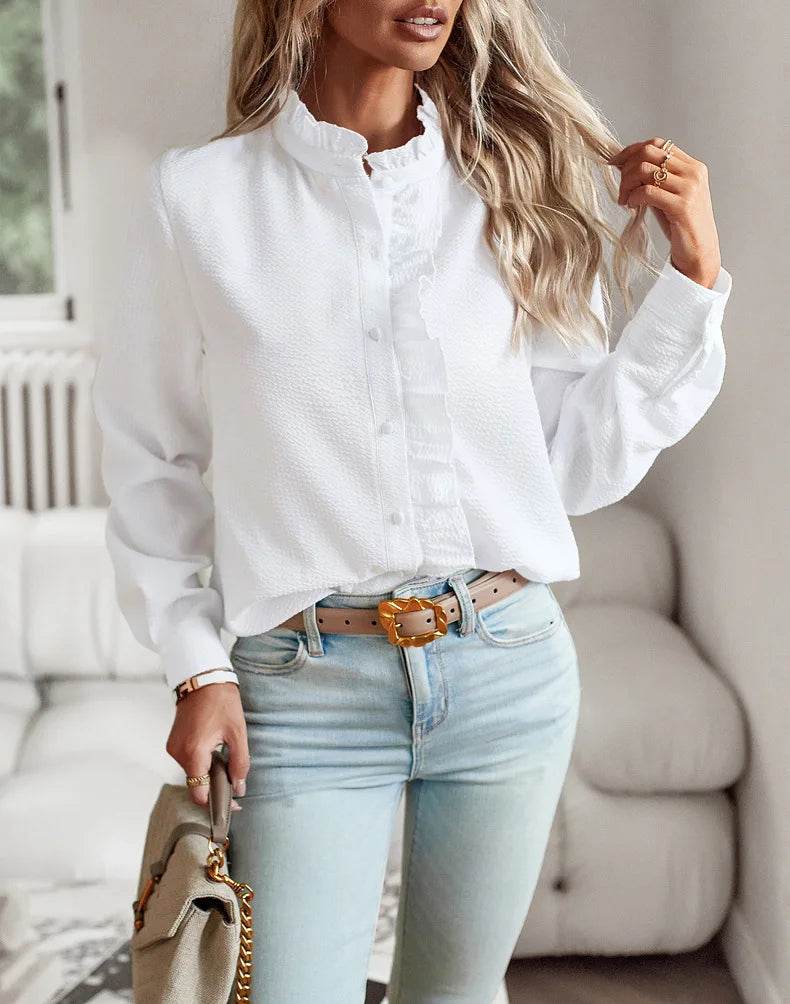 Fashion New Women Elegant Office Shirt,Long Sleeve Top Causal Comfort Simple Shirt,Shirts & Blouses,Tops For Women,Women Clothes - AIAZ