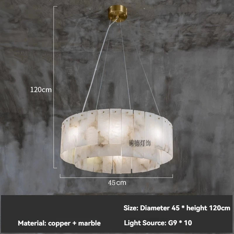 Natural Marble Brass Pendant Light Luxury Nordic Gold Chandelier for Living Room Dining Room Bedroom Bar Study Lighting Fixture