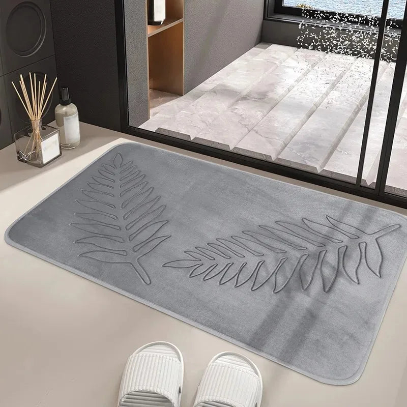 3 Piece Bathroom Mat Memory Foam Ultra Soft and Absorbent Leaf Bath Rugs Thick Washable For Bathroom Toilet Tub Mat Set