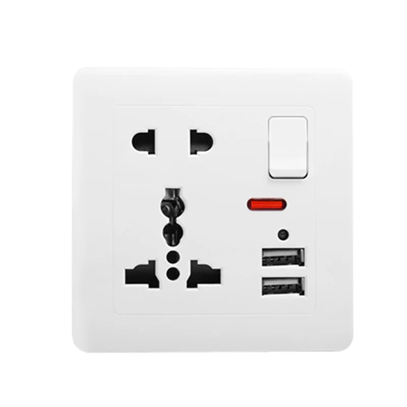 146 Type 2 Gang Multi-Ten-Hole Socket With 2Port USB Type-c 10w Fast Charging Panel British standard double five-hole socket