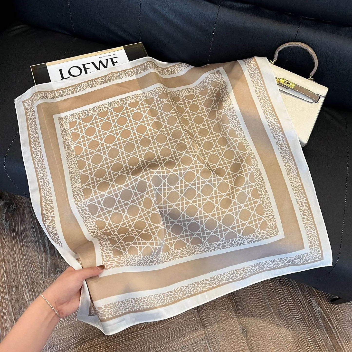 2024 New Leopard Print Square Scarf Women's Imitation Silk Scarf Casual Versatile Decoration Small Neck Scarf 70CMx70CM - AIAZ